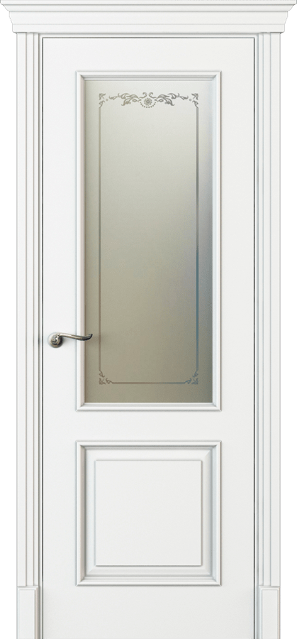 Купить межкомнатную дверь Л13С со стеклом  цвета белый в Москве