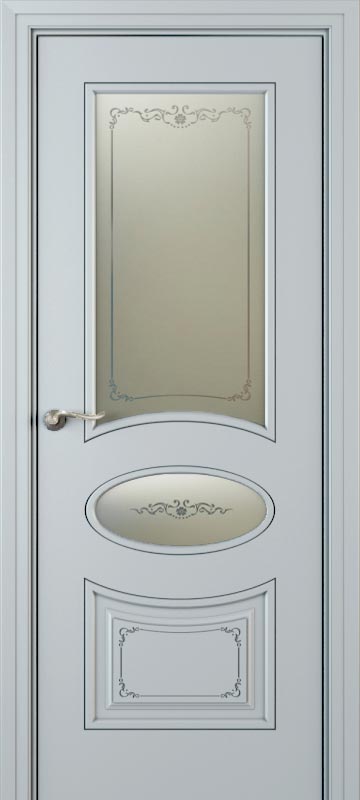 Купить межкомнатную дверь ЛЧ 61-С2 с двумя стёклами цвета ral 7035 в Москве