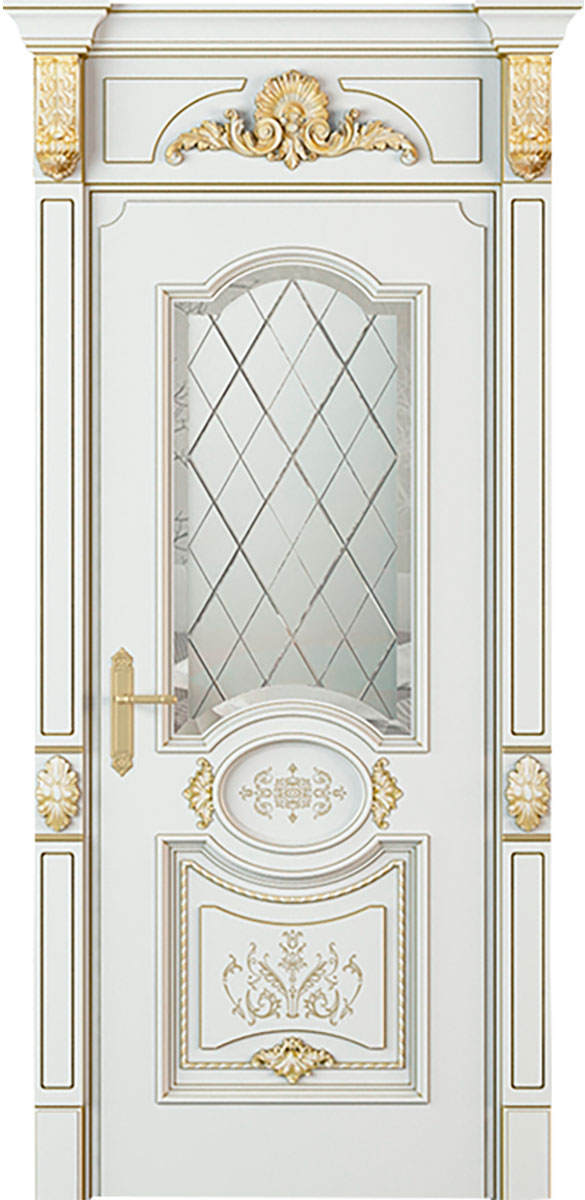 Купить межкомнатную дверь  Модель №006 с фигурным стеклом цвета ral 7035 в Нижнем Новгороде