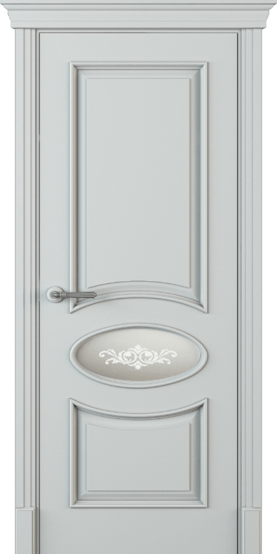 Купить межкомнатную дверь Л 61-Б с овальным стеклом цвета ral 7035 в Москве