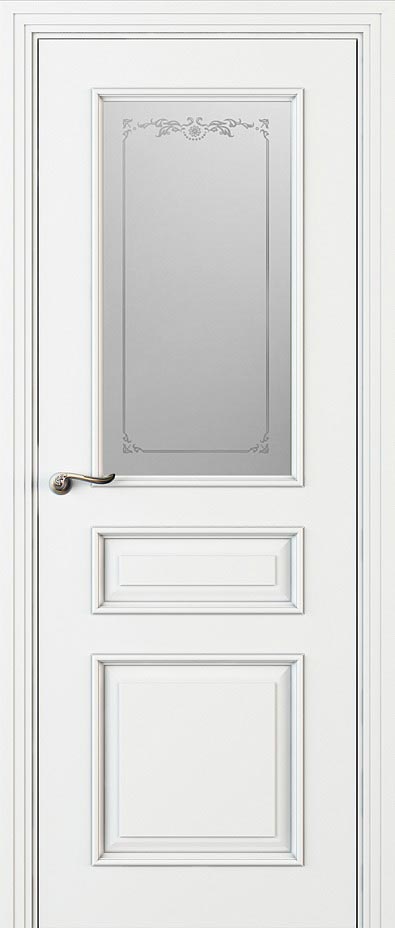 Купить межкомнатную дверь Л 53-С с одним стеклом цвета белый в Москве