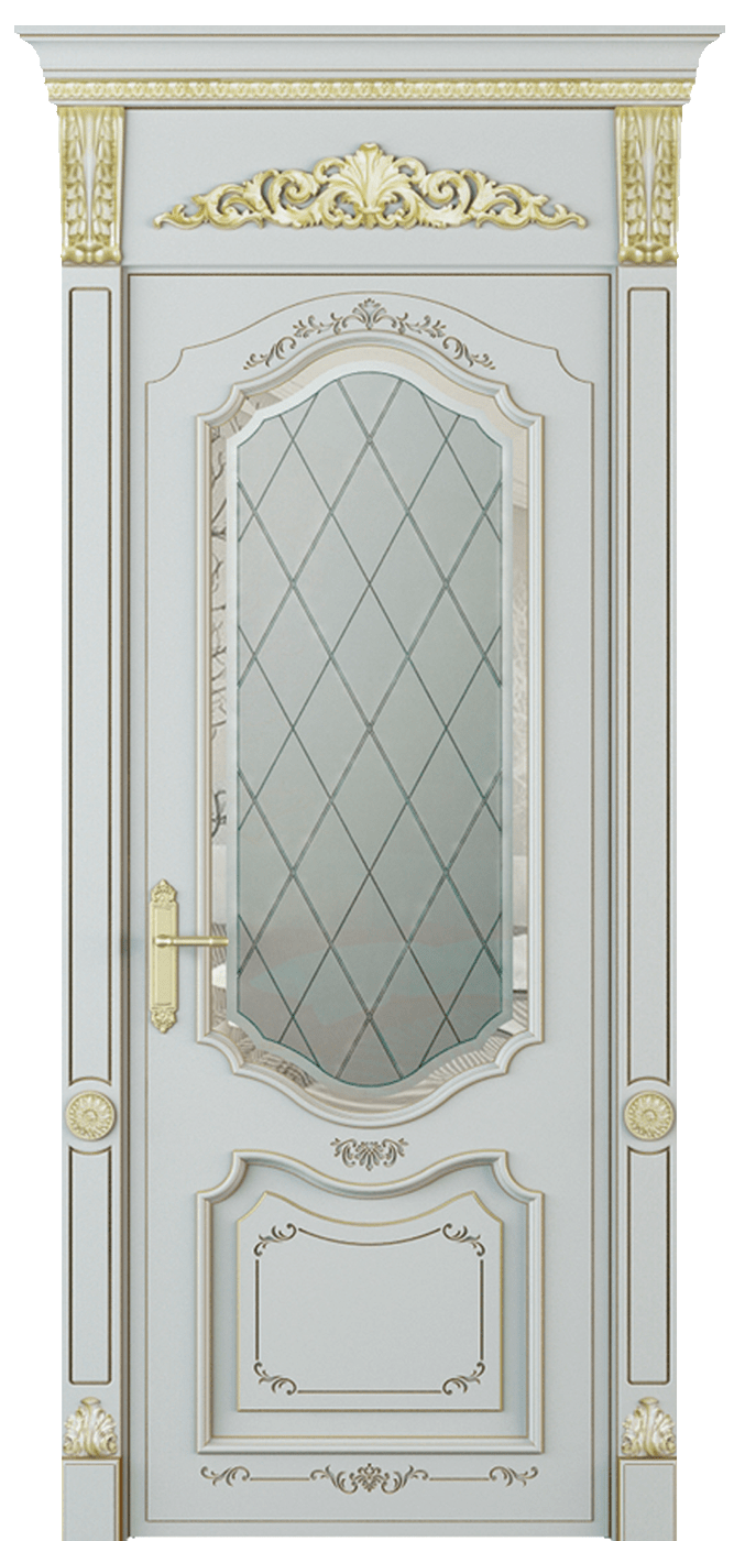 Купить межкомнатную дверь  Модель №007 с фигурным стеклом цвета ral 7035 в Нижнем Новгороде