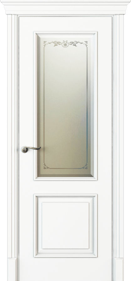 Купить межкомнатную дверь Л13С со стеклом  цвета белый в Москве