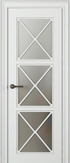 Купить межкомнатную дверь ЛН 44 с тремя стеклами цвета белый в Москве