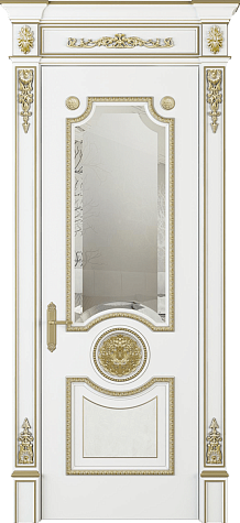 Межкомнатная дверь  Модель №102 с фигурным стеклом цвета белый
