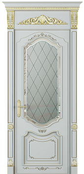 Межкомнатная дверь  Модель №007 с фигурным стеклом цвета ral 7035