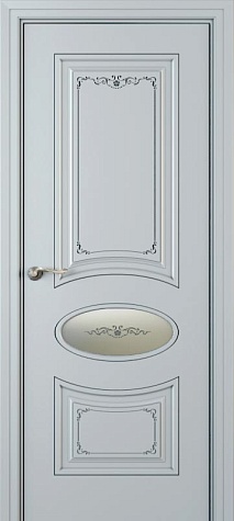 Межкомнатная дверь ЛЧ 61-С с овальным стеклом цвета ral 7035