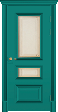 Межкомнатная дверь ПОЛО 3FХ/G2 с двумя стёклами цвета ral 6033