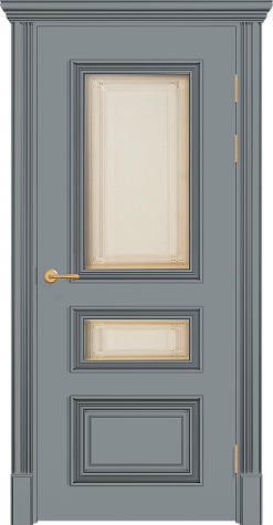 Межкомнатная дверь ПОЛО 3FХ/G2 с двумя стёклами цвета ral 7046
