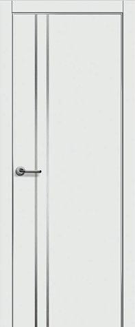Глухая межкомнатная дверь РДА181 с алюминиевой кромкой цвета белый матовый